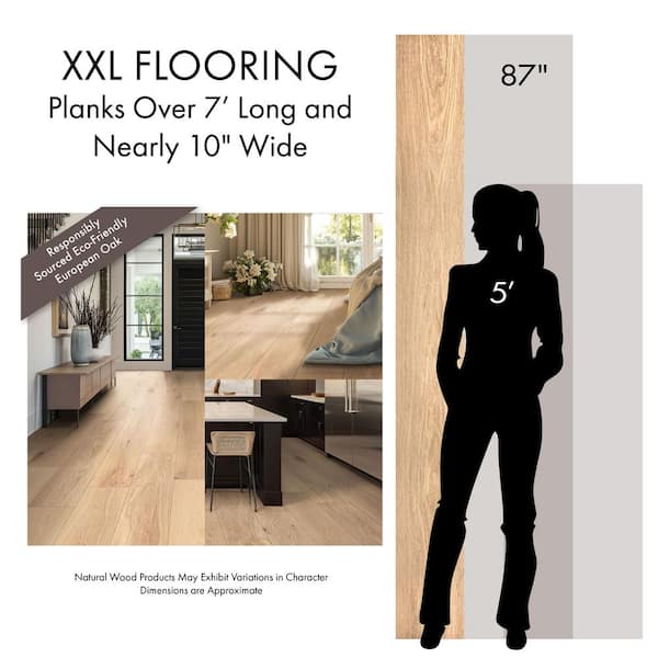 XXL Twallanea Blonde Oak 5/8 in. T x 9.45 in. W Tongue and Groove Engineered Hardwood Flooring (34.10 sq.ft./case)