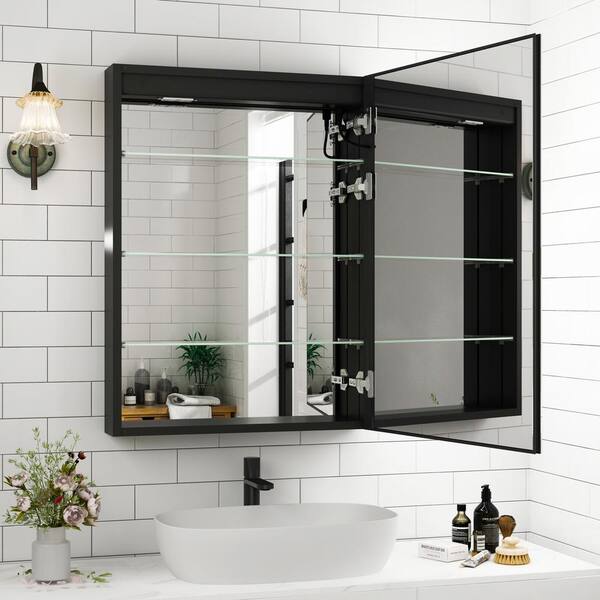 Hpeytaire 32 in. W x 24 in. H Rectangular Aluminum Recessed 