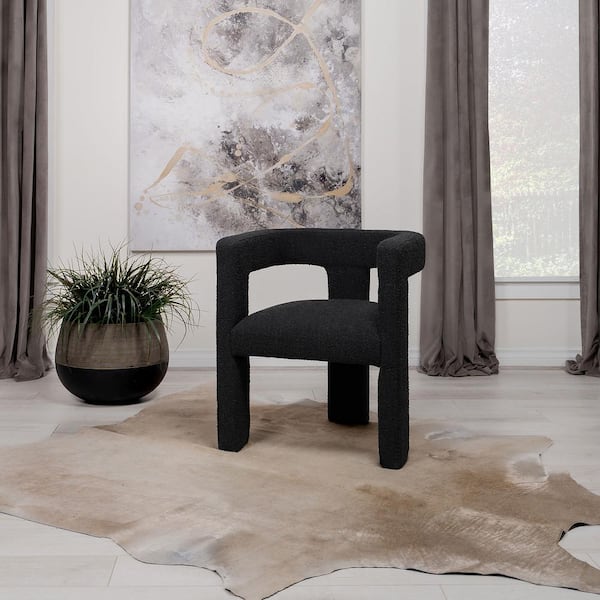 Coaster Petra Black Boucle Upholstered Curved Back Side Chair