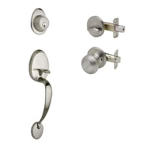 Colonial Satin Stainless Door Handleset and Colonial Knob Trim