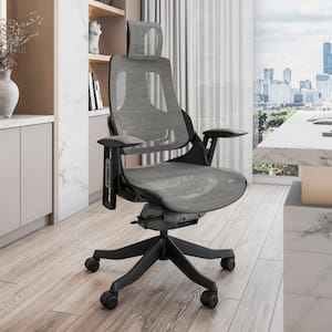 Lux Mesh Reclining Ergonomic Executive Office Chair in Grey with Adjustable Arms and Lumbar Support