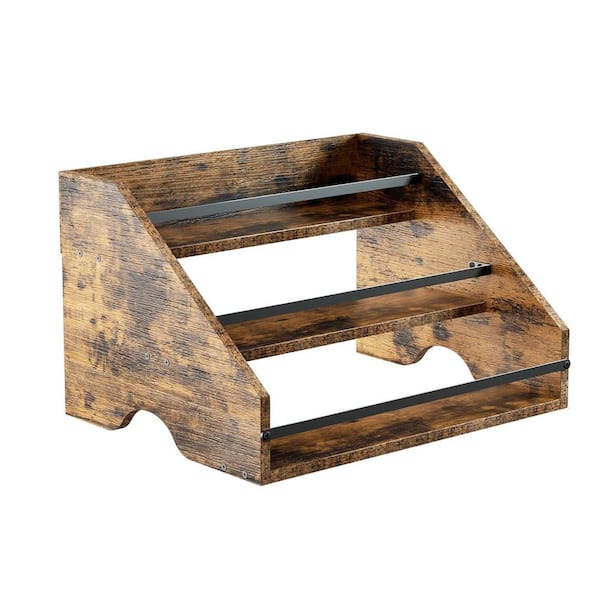 Retro Series 3-Shelf Wooden Stepped Design Liquor Bottle Display