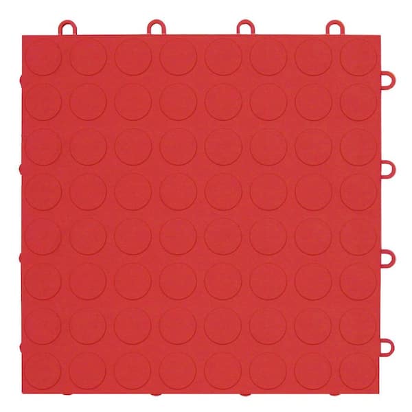 MotorMat Coin Bright-Red 12 in. x 12 in. Garage Tile (40-Case)