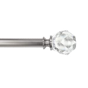 36 in. - 66 in. Adjustable Single Curtain Rod 3/4 in. Dia. in Brushed Nickel with Faceted Crystal finials
