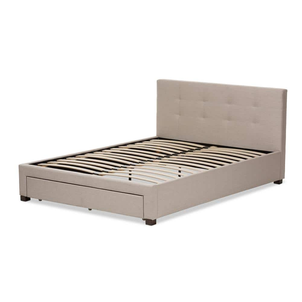 Baxton Studio Brandy Beige Fabric Upholstered King Platform Bed 28862 