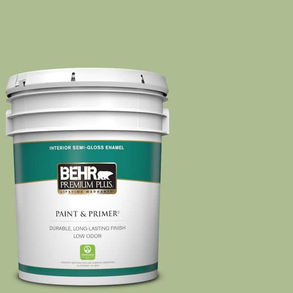 BEHR PREMIUM PLUS 5 gal. #M370-4 Chervil Leaves Semi-Gloss Enamel Low Odor Interior Paint & Primer