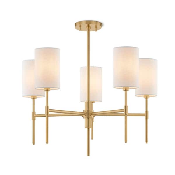 24 in 5-Light Dimmable Classic / Traditional Gold Chandelier for Dining Room with No Bulb Included