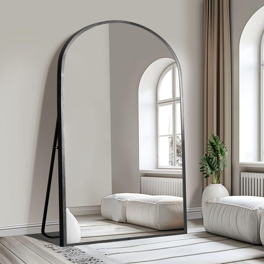 38 in. W x 71 in. H Full Length Arched Free Standing Body Mirror, Metal Fra