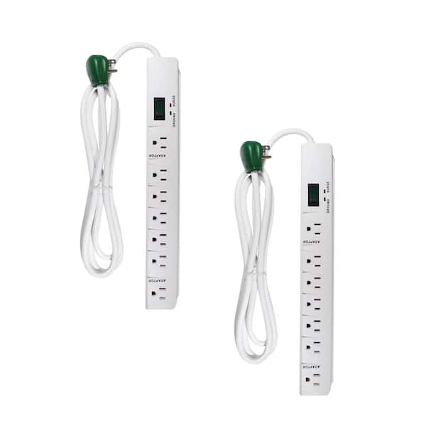 GoGreen Power (G-17636-2) 6 ft. 14/3 7 Outlet Indoor Surge Protector, White, 2 PACK