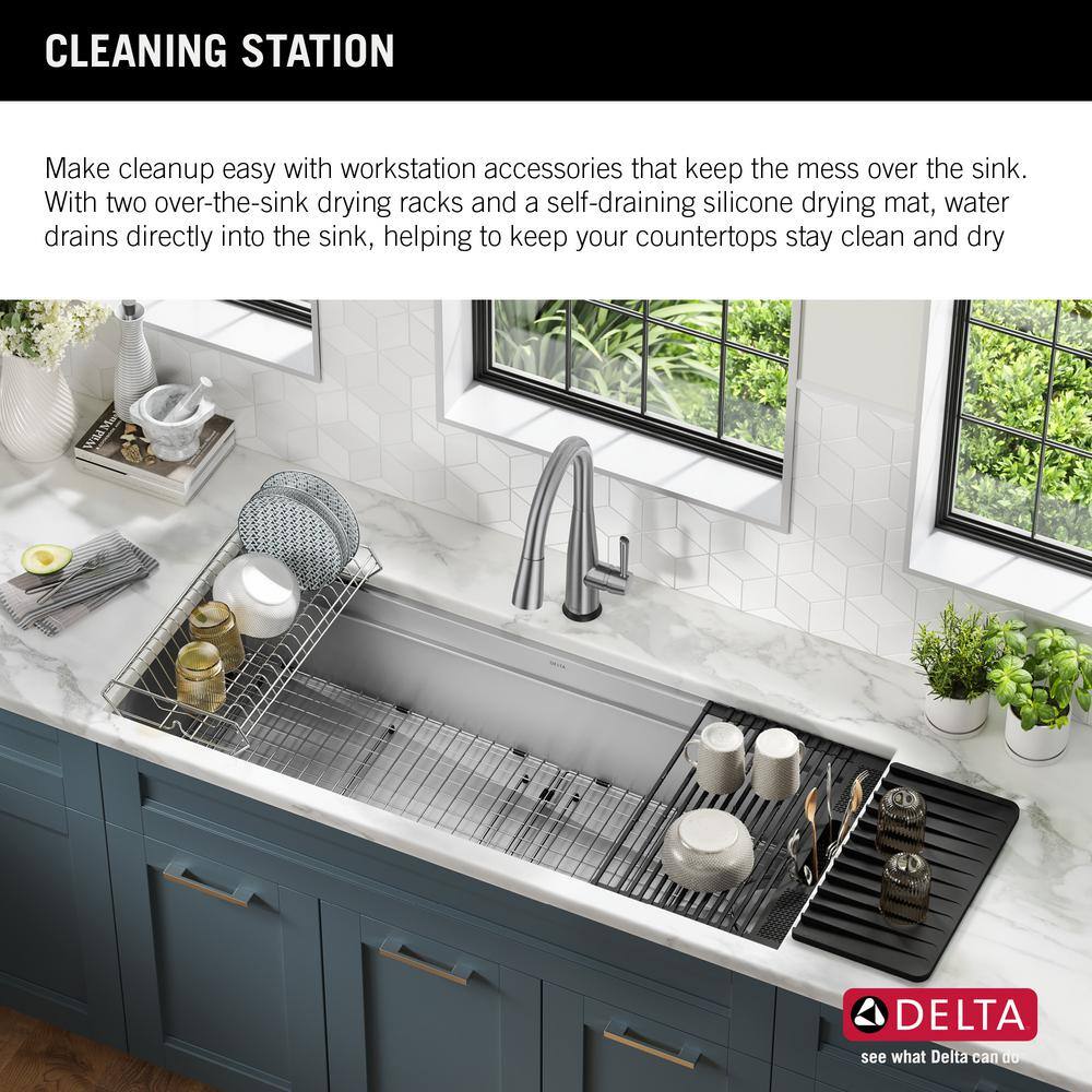 Delta Rivet 45" Stainless Steel Undermount Workstation Kitchen Sink
