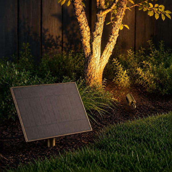 235 Lumen Brass Bronze Solar Integrated LED Landscape Spot Light with Detached Panel