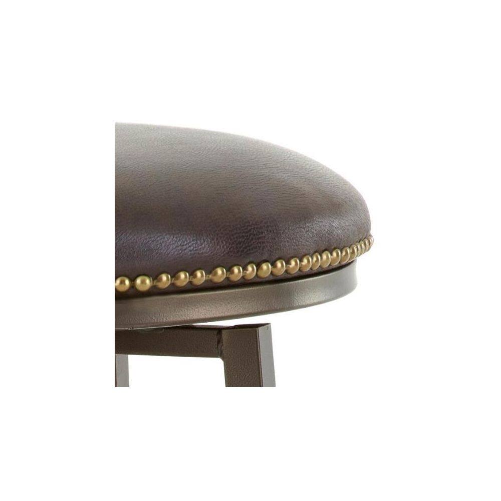 Bali 30" Brown Leather and Metal Swivel Bar Stool