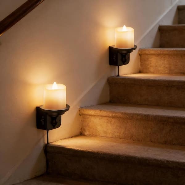 Candle LED Night Light Plug in 2-Pack, Dusk to Dawn 3000K Soft White