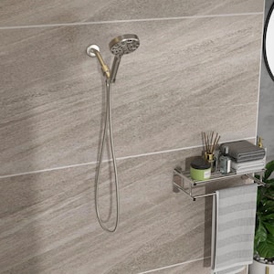 Classic 7-Spray Patterns 4.7 in. Single Wall Mount Handheld Shower Head Set Adjustable Shower Faucet in Brushed Nickel