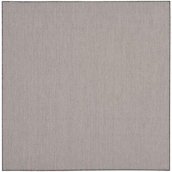 Courtyard Ivory/Charcoal 6 ft. x 6 ft. Square Solid Geometric Contemporary Indoor/Outdoor Area Rug