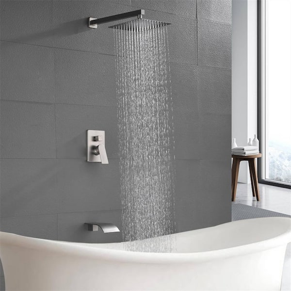 Wall Mount Single-Handle 1-Spray buy Tub and Shower Faucet with 10 in. Fixed Shower