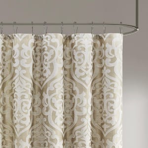 Dillon 72 in. W x 72 in. L Polyester in Tan/Ivory Shower Curtain