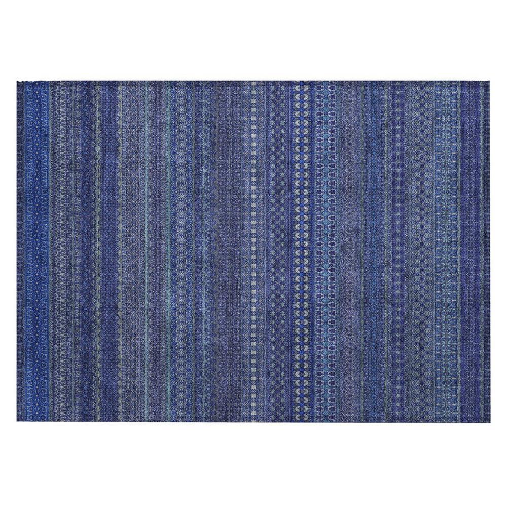 Navy Blue 2 ft. x 3 ft. Woven Striped Polyester Rectangle Indoor/Outdoor Area Rug price history on PriceWatchPro