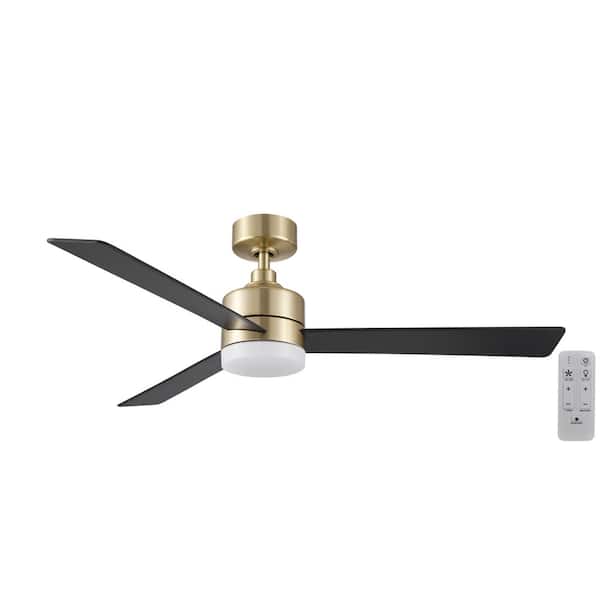 Madison II 52 in. Indoor/Covered Outdoor Brushed Gold Ceiling Fan with Adjustable White LED and Remote Included