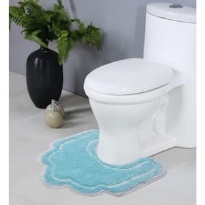 Allure Collection 100% Cotton U Shaped Toilet Rug, 20 in. x20 in. Contour, Turquoise