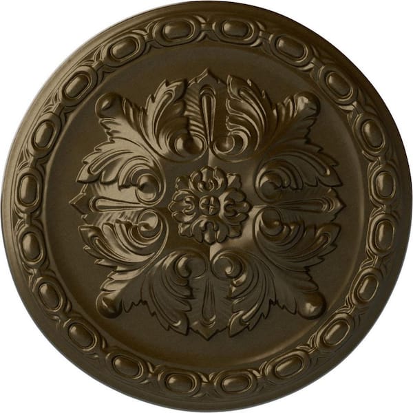 Ekena Millwork 11-3/4" x 3/8" Stockport Urethane Ceiling Medallion, Brass