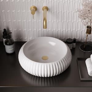 16 in . Round Ceramic Vessel Sink Bathroom Sink Art Basin in White