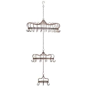 Hanging Chandelier Display Decoration with Hooks in Antique Bronze