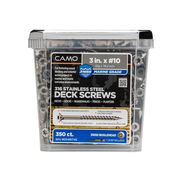 CAMO 3 in. #10 316 Stainless Steel Premium Star Drive Bugle-Head Deck Screws (350-Count)