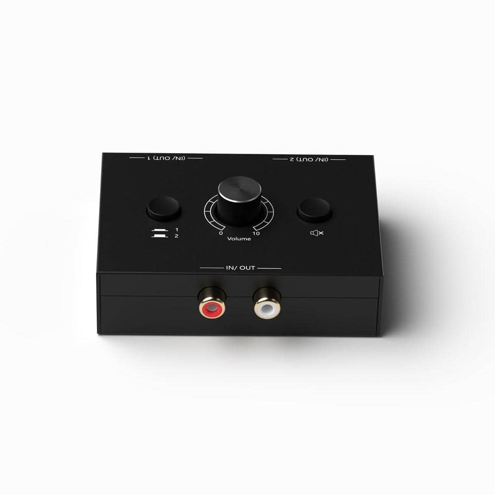 Two Way Passive Audio Speaker Selector Switch Box with Left Right Channel 4.33 in x 3.5 in Black