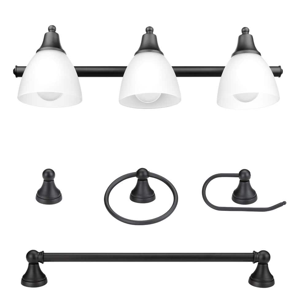 Jayden 3-Light Oil Rubbed Bronze Vanity Light with Frosted Glass Shades and