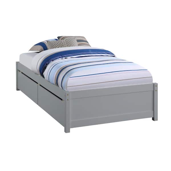 Lucky One Gray Twin Bed With 2 Storage, 2 In One Bed Frame