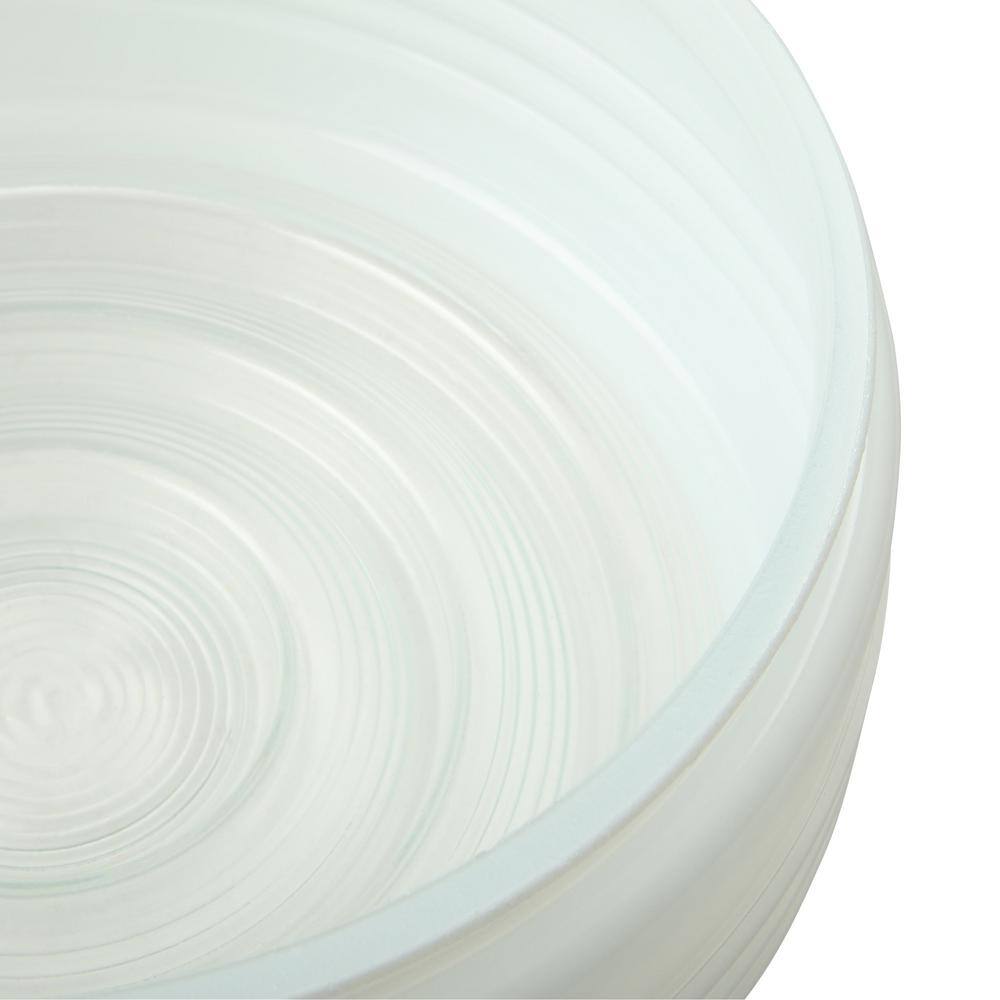 White and Clear Glass Drum Shade with Grooves