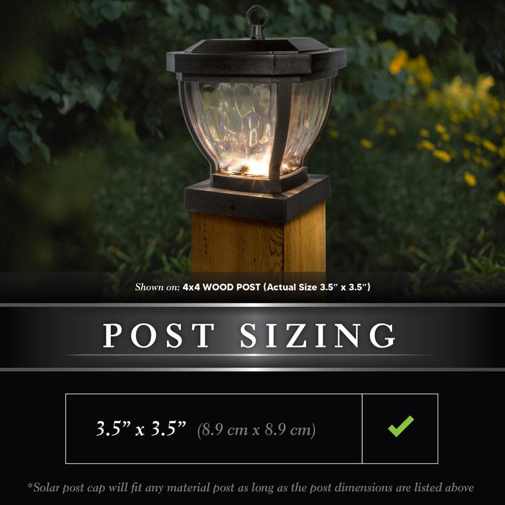 Manchester Dark Bronze Solar LED Outdoor Post Cap Light with Water Glass