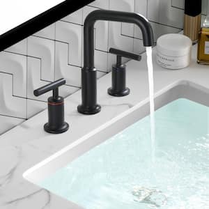 8 in. Widespread 2-Handle High-Arc Bathroom Faucet with Ceramic Disk Valve in Matte Black