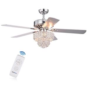 Bryanya 52 in. Chrome Indoor Remote Controlled Ceiling Fan with Light Kit