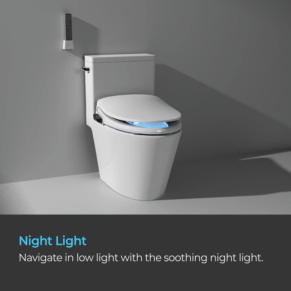 White Electric Elongated Bidet Seat with Heated Function