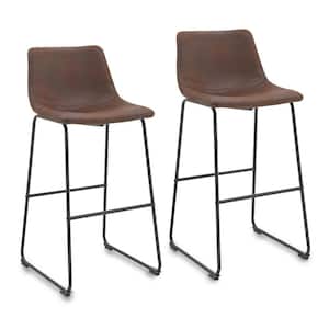 Myrick 30 in. Brown Rustic Bar Height Barstools with Back and Footrest (Set of 2)