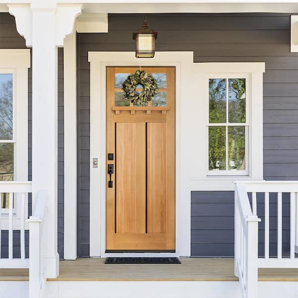 Krosswood Doors 36 in. x 96 in. Craftsman Right Hand 6-Lite Grey