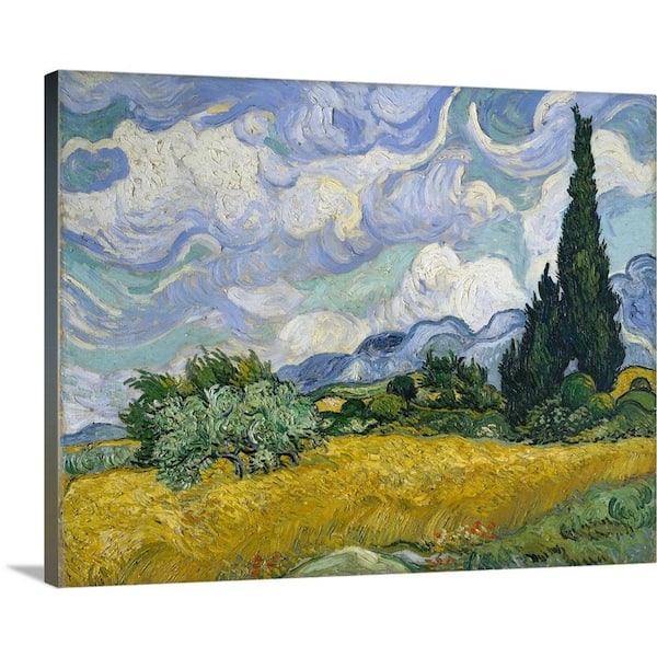 "Wheat Field with Cypresses" by Vincent (12-12) van Gogh Canvas Wall Art