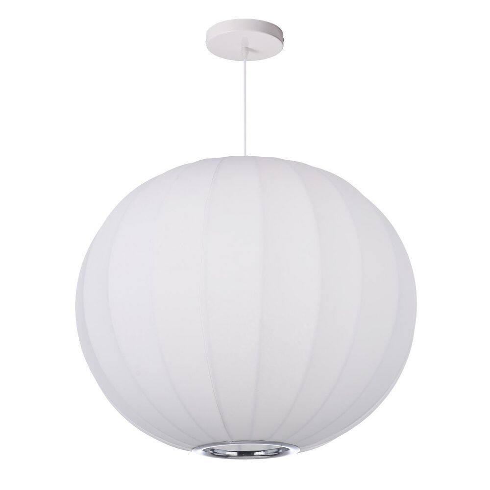 60-Watt 1 Light White Fabric Pendant Light with Spherical Shape Shade, No Bulbs Included, 24 in. price history on PriceWatchPro