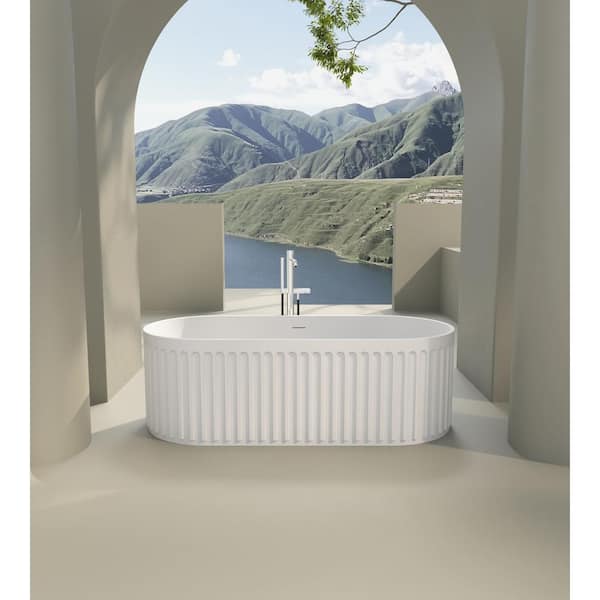 Xzkai 67 in. x 29.5 in. Soaking Bathtub with Drain, Overflow, cUPC Certified in White