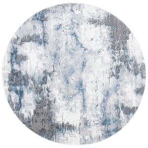 Craft Gray/Blue 4 ft. x 4 ft. Distressed Abstract Round Area Rug