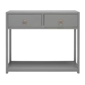 Sadie 38 in. Gray Rectangle Metal Console Table with Drawer