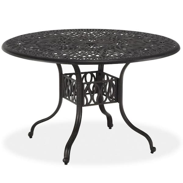 Homestyles Capri 42 In Charcoal Gray Round Cast Aluminum Outdoor Dining Table 6658 30 Homestyles Capri 42 In Charcoal Gray, 42 Inch Round Outdoor Dining Table