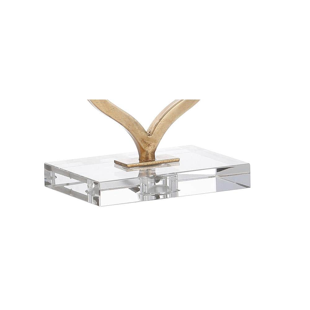 Elegant Gold Leaf 31.5" Table Lamp with White Linen Shade
