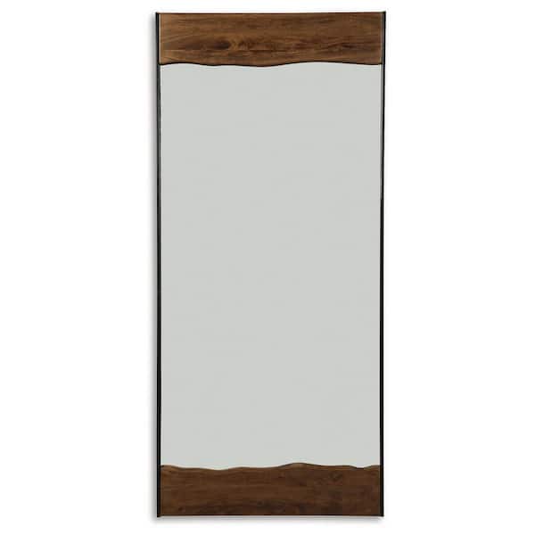 Panchali 32 in. W x 69 in. H Rectangle Wood Brown/Black Framed Floor Mirror