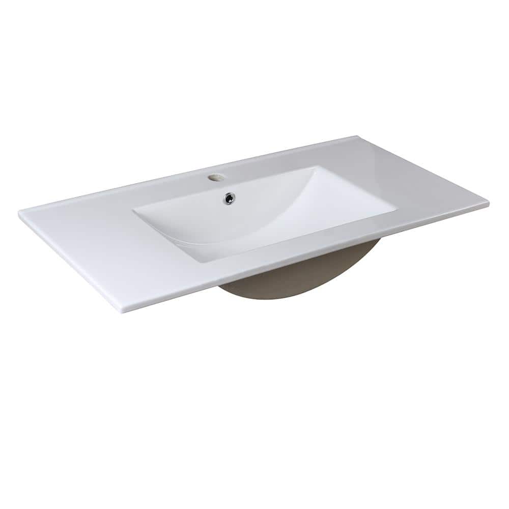 Fresca Torino 36'' White Ceramic Rectangular Bathroom Sink