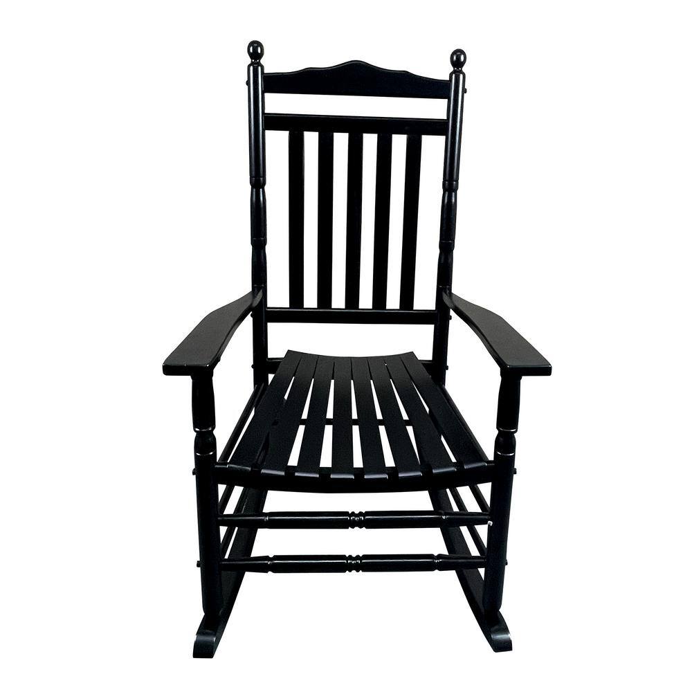 Black Solid Wood Outdoor Rocking Chair