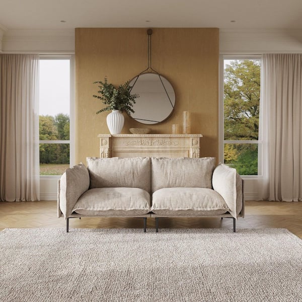 74.8 in. Straight arm Cloud Velvet Down Feather Filling Modular Loveseat Sofa For Living Room in. Light Brown