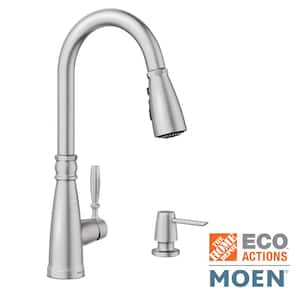 Boman Single Handle Pull-Down Sprayer Kitchen Faucet with Reflex and PowerBoost in Spot Resist Stainless